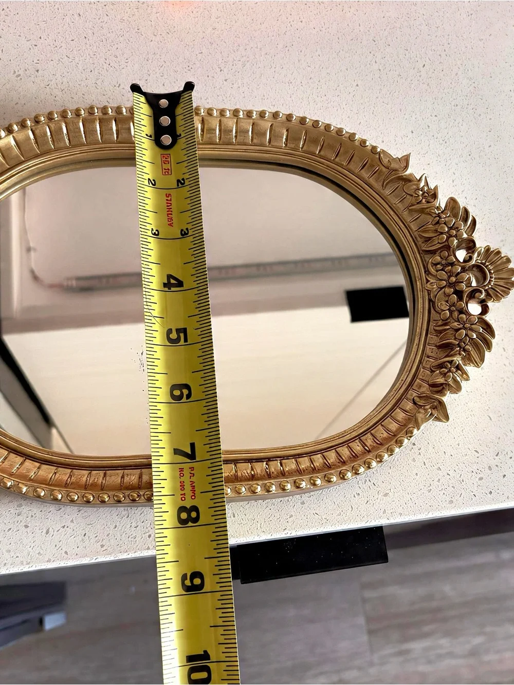 Gold Decorative Vanity Tray Mirror - Elegant Bathroom Accent